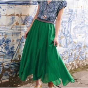 Anthropologie Vanessa Virginia Colmia Emerald Green Skirt - XL NWOT